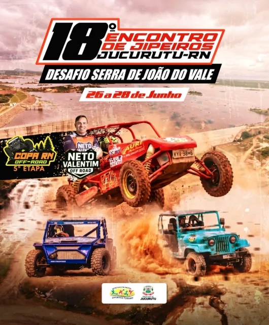 18º Encontro de Jipeiros promete movimentar Jucurutu com aventura, trilhas e Copa RN Off-Road