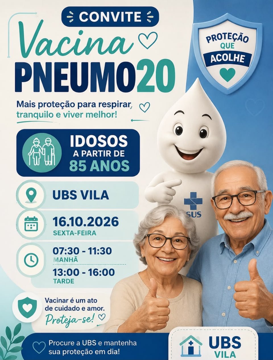 UBS da Vila passa a disponibilizar vacina Pneumo 20 para idosos a partir de 85 anos